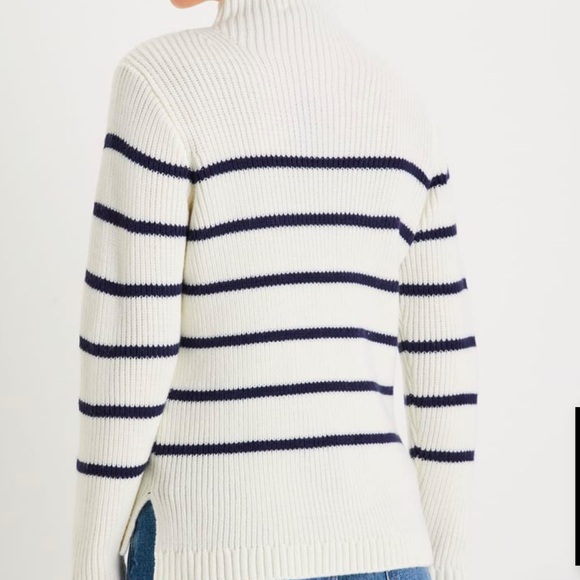 Lulus Confident Poise White Striped Mock Neck Pullover Sweater - Size M - Picture 3 of 8